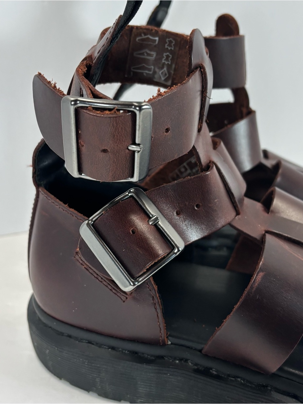 Dr Martens Geraldo Tall Brown Leather Strappy Platform Fisherman Sandals Men 8 - Picture 5 of 10
